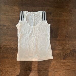 White Tank Top with Striped Straps